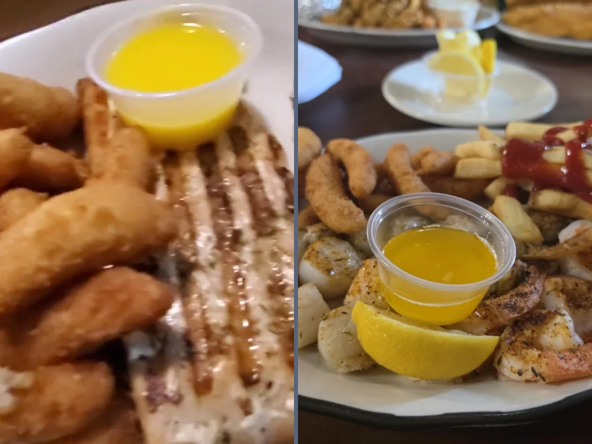 Broiled fish served with classic sides.